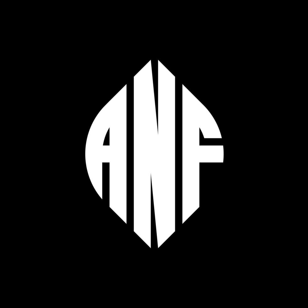 ANF circle letter logo design with circle and ellipse shape. ANF ellipse letters with typographic style. The three initials form a circle logo. ANF Circle Emblem Abstract Monogram Letter Mark Vector. vector