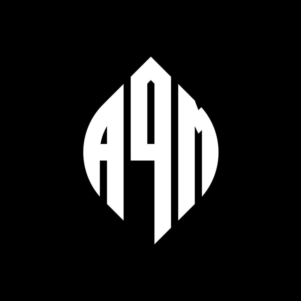 AQM circle letter logo design with circle and ellipse shape. AQM ellipse letters with typographic style. The three initials form a circle logo. AQM Circle Emblem Abstract Monogram Letter Mark Vector. vector