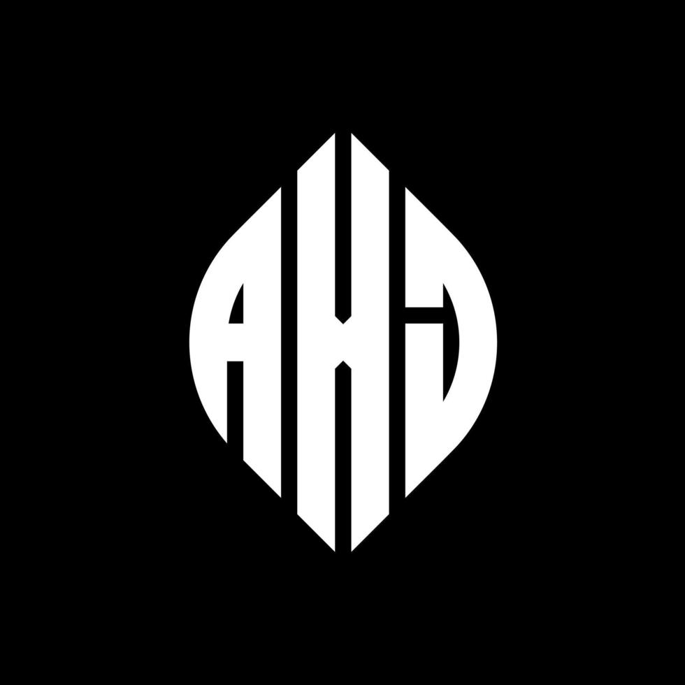 AXJ circle letter logo design with circle and ellipse shape. AXJ ellipse letters with typographic style. The three initials form a circle logo. AXJ Circle Emblem Abstract Monogram Letter Mark Vector. vector