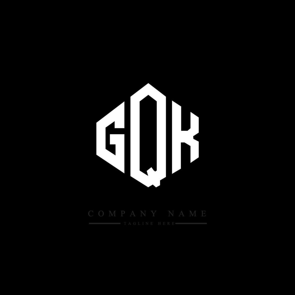 GQK letter logo design with polygon shape. GQK polygon and cube shape logo design. GQK hexagon vector logo template white and black colors. GQK monogram, business and real estate logo.