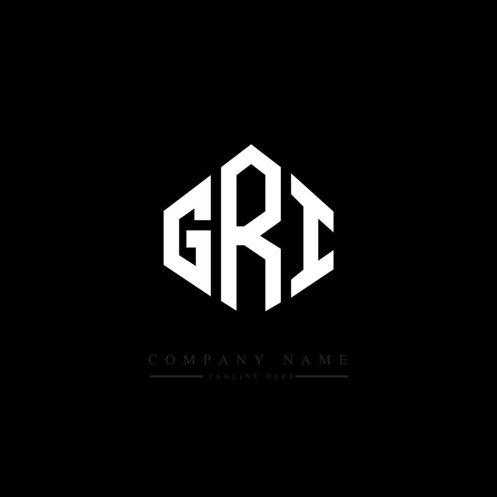 GRI letter logo design with polygon shape. GRI polygon and cube shape logo design. GRI hexagon vector logo template white and black colors. GRI monogram, business and real estate logo.