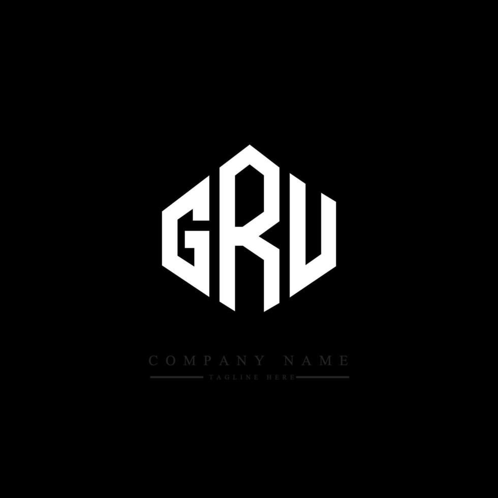 GRU letter logo design with polygon shape. GRU polygon and cube shape logo design. GRU hexagon vector logo template white and black colors. GRU monogram, business and real estate logo.