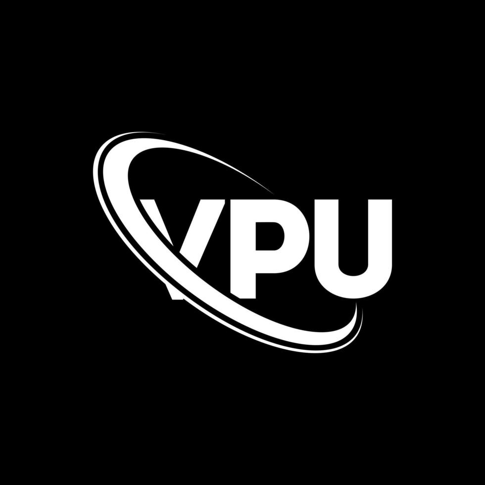 logotipo vpu. carta vpu. diseño de logotipo de letra vpu. logotipo de vpu de iniciales vinculado con círculo y logotipo de monograma en mayúsculas. tipografía vpu para tecnología, negocios y marca inmobiliaria. vector