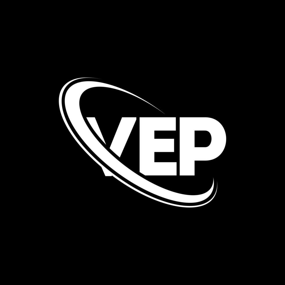 logotipo de vep. carta vep. diseño del logotipo de la letra vep. logotipo de iniciales vep vinculado con círculo y logotipo de monograma en mayúsculas. tipografía vep para tecnología, negocios y marca inmobiliaria. vector