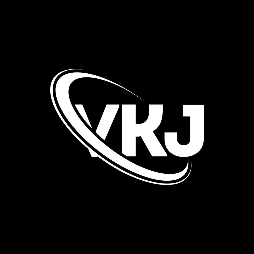 logotipo vkj. letra vkj. diseño del logotipo de la letra vkj. logotipo de las iniciales vkj vinculado con el círculo y el logotipo del monograma en mayúsculas. tipografía vkj para tecnología, negocios y marca inmobiliaria. vector