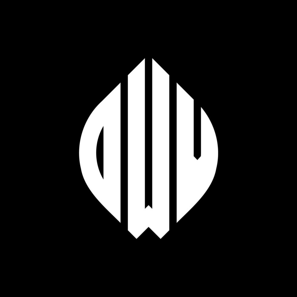 DWV circle letter logo design with circle and ellipse shape. DWV ellipse letters with typographic style. The three initials form a circle logo. DWV Circle Emblem Abstract Monogram Letter Mark Vector. vector