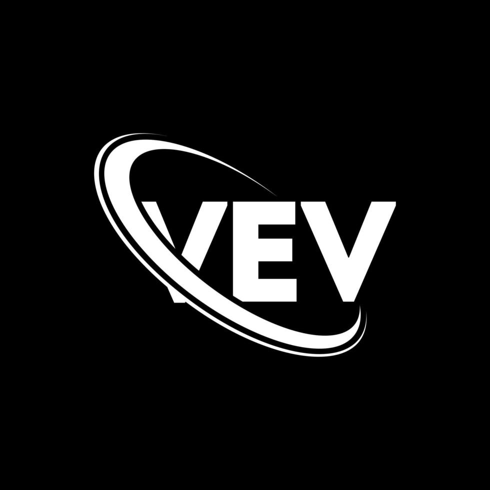 logotipo vev. carta vev. diseño del logotipo de la letra vev. logotipo de iniciales vev vinculado con círculo y logotipo de monograma en mayúsculas. tipografía vev para tecnología, negocios y marca inmobiliaria. vector