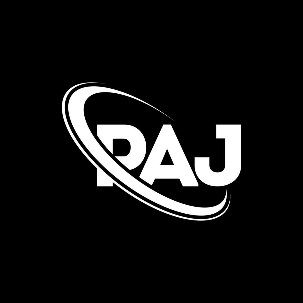 PAJ logo. PAJ letter. PAJ letter logo design. Initials PAJ logo linked with circle and uppercase monogram logo. PAJ typography for technology, business and real estate brand. vector