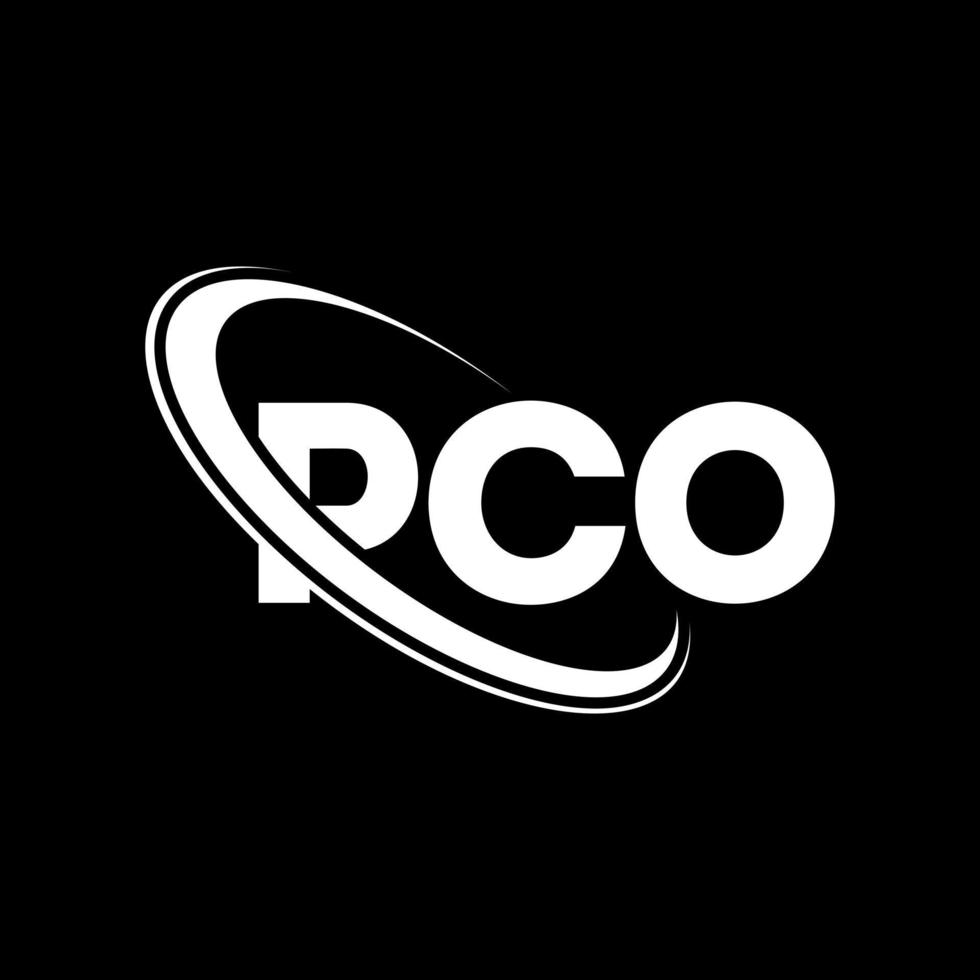 logotipo de pc. carta pco. diseño del logotipo de la letra pco. logotipo de iniciales pco vinculado con círculo y logotipo de monograma en mayúsculas. tipografía pco para tecnología, negocios y marca inmobiliaria. vector