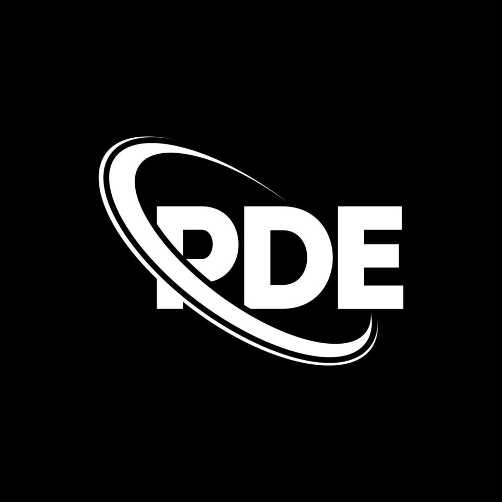 logotipo de pde. letra p.d. diseño del logotipo de la letra pde. logotipo de iniciales pde vinculado con círculo y logotipo de monograma en mayúsculas. tipografía pde para tecnología, negocios y marca inmobiliaria. vector
