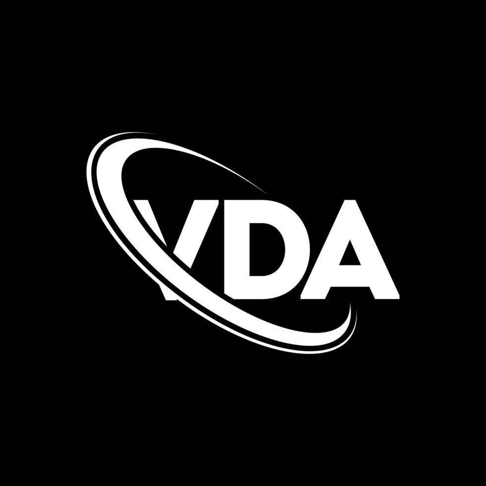 logotipo vda. carta vda. diseño del logotipo de la letra vda. logotipo de vda iniciales vinculado con círculo y logotipo de monograma en mayúsculas. tipografía vda para tecnología, negocios y marca inmobiliaria. vector