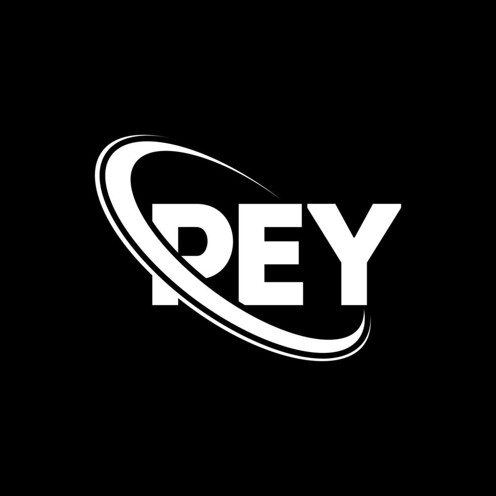 logotipo de Pey. carta de pey. diseño del logotipo de la letra pey. logotipo de pey de iniciales vinculado con círculo y logotipo de monograma en mayúsculas. tipografía pey para tecnología, negocios y marca inmobiliaria. vector