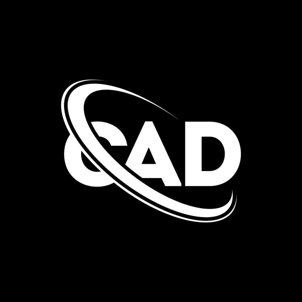 CAD logo. CAD letter. CAD letter logo design. Initials CAD logo linked with circle and uppercase monogram logo. CAD typography for technology, business and real estate brand. vector