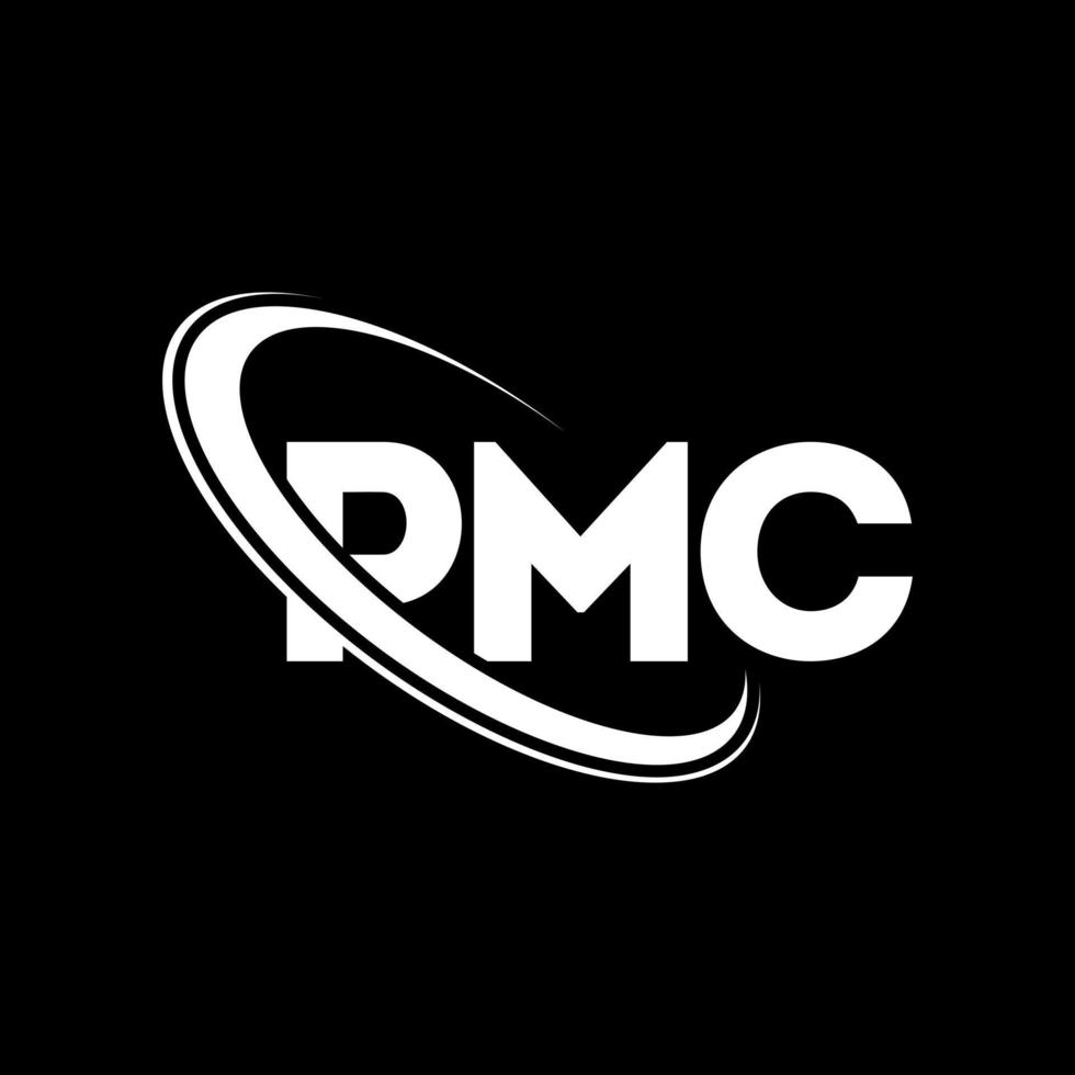 logotipo de pmc. carta pmc. diseño del logotipo de la letra pmc. logotipo de las iniciales pmc vinculado con el círculo y el logotipo del monograma en mayúsculas. tipografía pmc para tecnología, negocios y marca inmobiliaria. vector