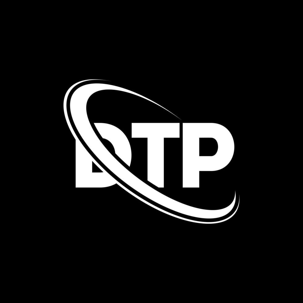 logotipo de dtp. carta dtp. diseño del logotipo de la letra dtp. logotipo de iniciales dtp vinculado con círculo y logotipo de monograma en mayúsculas. tipografía dtp para tecnología, negocios y marca inmobiliaria. vector