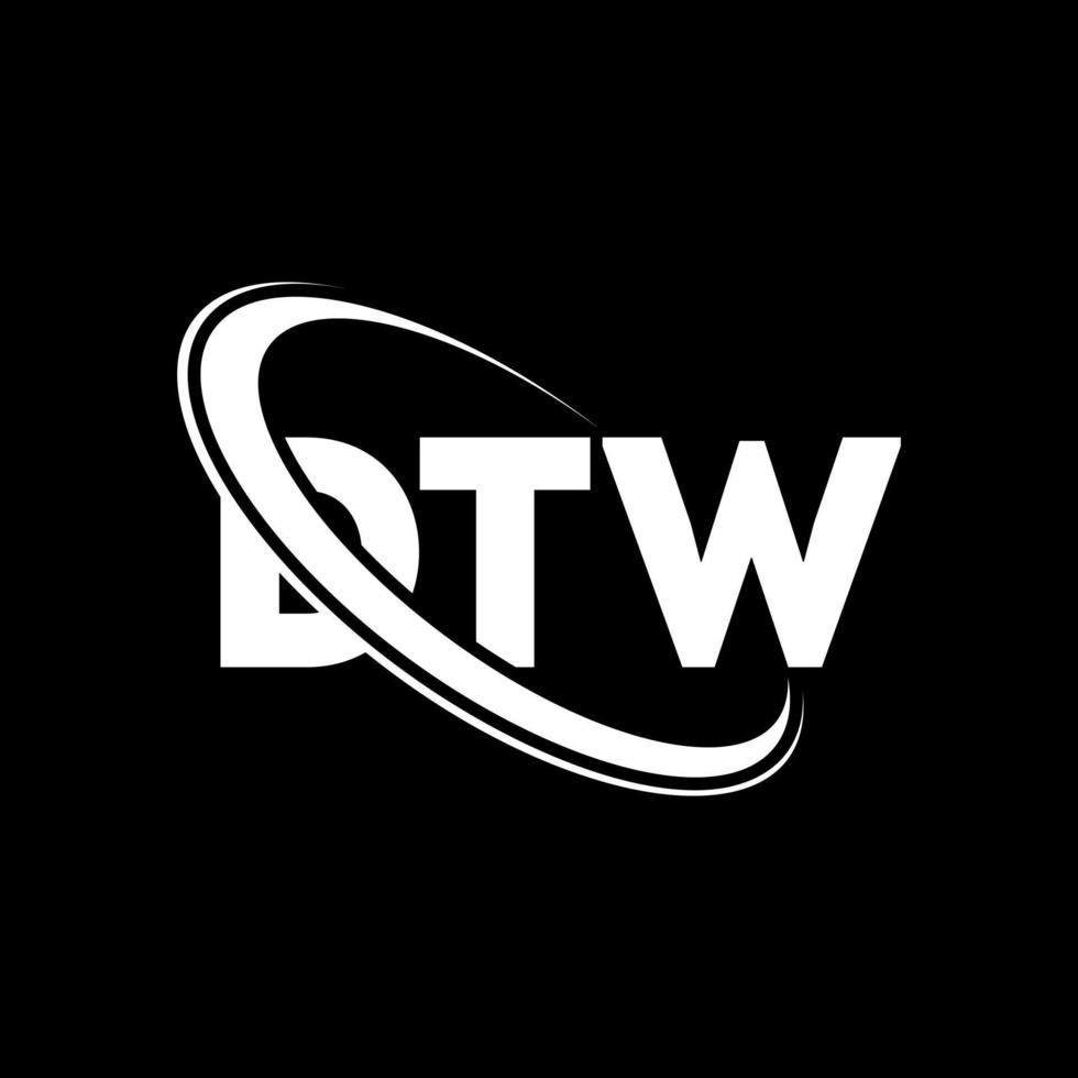 logotipo de dtw. letra dtw. diseño del logotipo de la letra dtw. logotipo de iniciales dtw vinculado con círculo y logotipo de monograma en mayúsculas. tipografía dtw para tecnología, negocios y marca inmobiliaria. vector