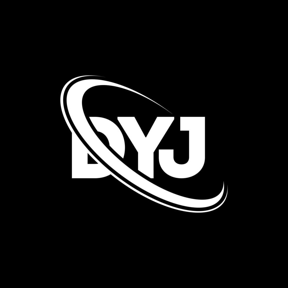 logotipo de dj. carta dyj. diseño del logotipo de la letra dyj. logotipo de las iniciales dyj vinculado con un círculo y un logotipo de monograma en mayúsculas. tipografía dyj para tecnología, negocios y marca inmobiliaria. vector