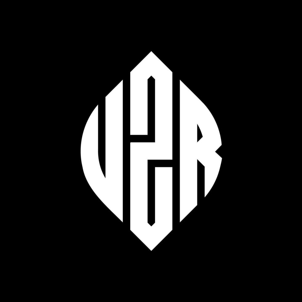 UZR circle letter logo design with circle and ellipse shape. UZR ellipse letters with typographic style. The three initials form a circle logo. UZR Circle Emblem Abstract Monogram Letter Mark Vector. vector