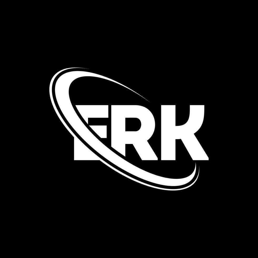 logotipo de erk. letra erk. diseño del logotipo de la letra erk. logotipo de las iniciales erk vinculado con el círculo y el logotipo del monograma en mayúsculas. tipografía erk para tecnología, negocios y marca inmobiliaria. vector