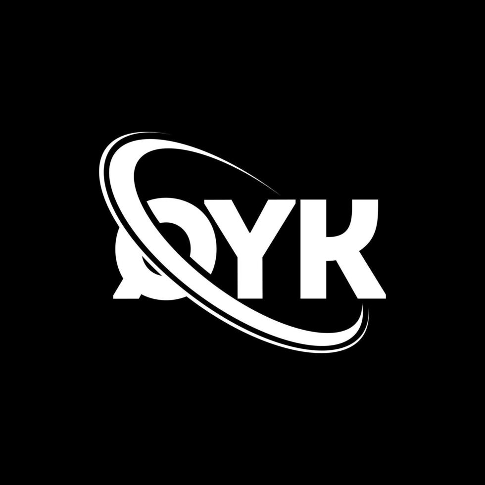 logotipo qyk. carta qyk. diseño del logotipo de la letra qyk. logotipo qyk de iniciales vinculado con círculo y logotipo de monograma en mayúsculas. tipografía qyk para tecnología, negocios y marca inmobiliaria. vector