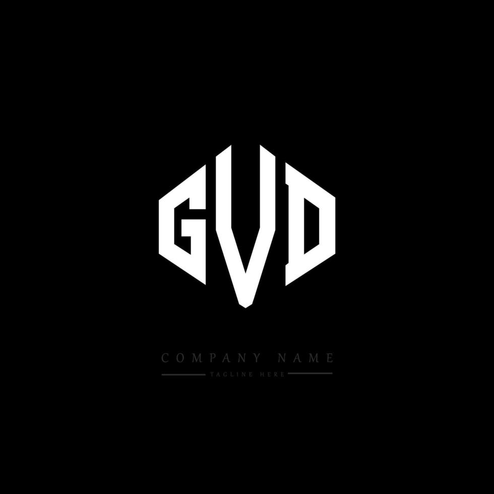 GVD letter logo design with polygon shape. GVD polygon and cube shape logo design. GVD hexagon vector logo template white and black colors. GVD monogram, business and real estate logo.