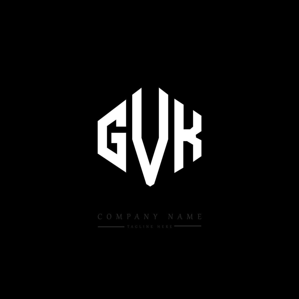 GVK letter logo design with polygon shape. GVK polygon and cube shape logo design. GVK hexagon vector logo template white and black colors. GVK monogram, business and real estate logo.