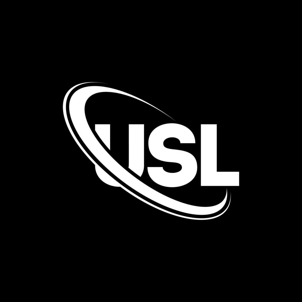 USL logo. USL letter. USL letter logo design. Initials USL logo linked with circle and uppercase monogram logo. USL typography for technology, business and real estate brand. vector