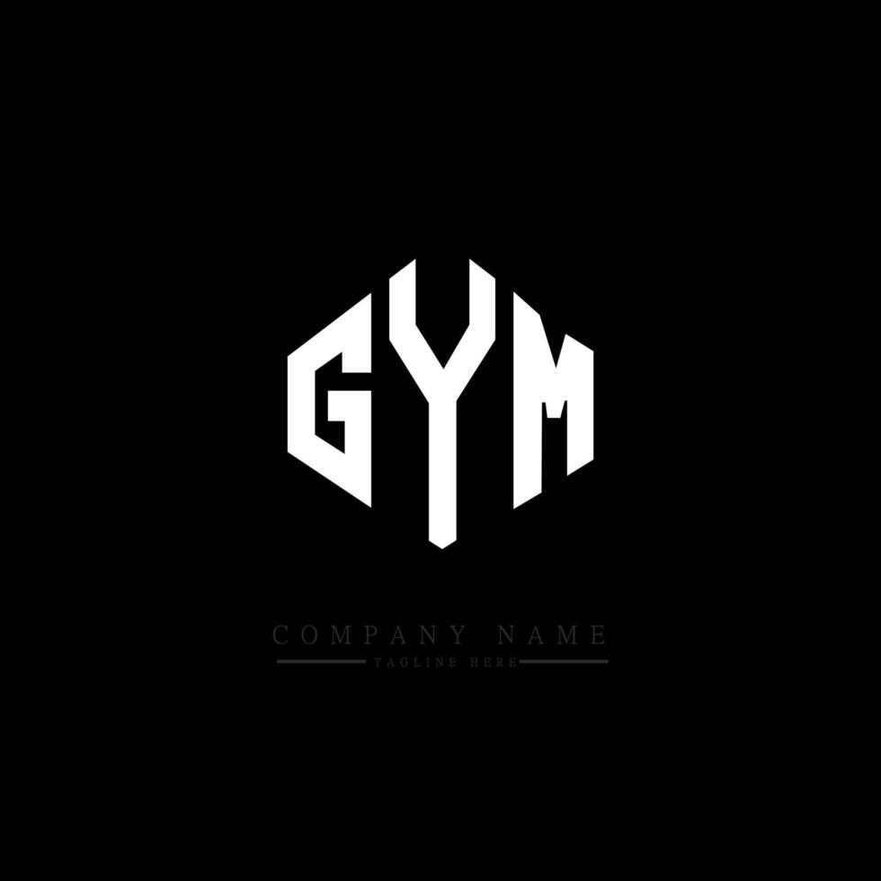 GYM letter logo design with polygon shape. GYM polygon and cube shape logo design. GYM hexagon vector logo template white and black colors. GYM monogram, business and real estate logo.