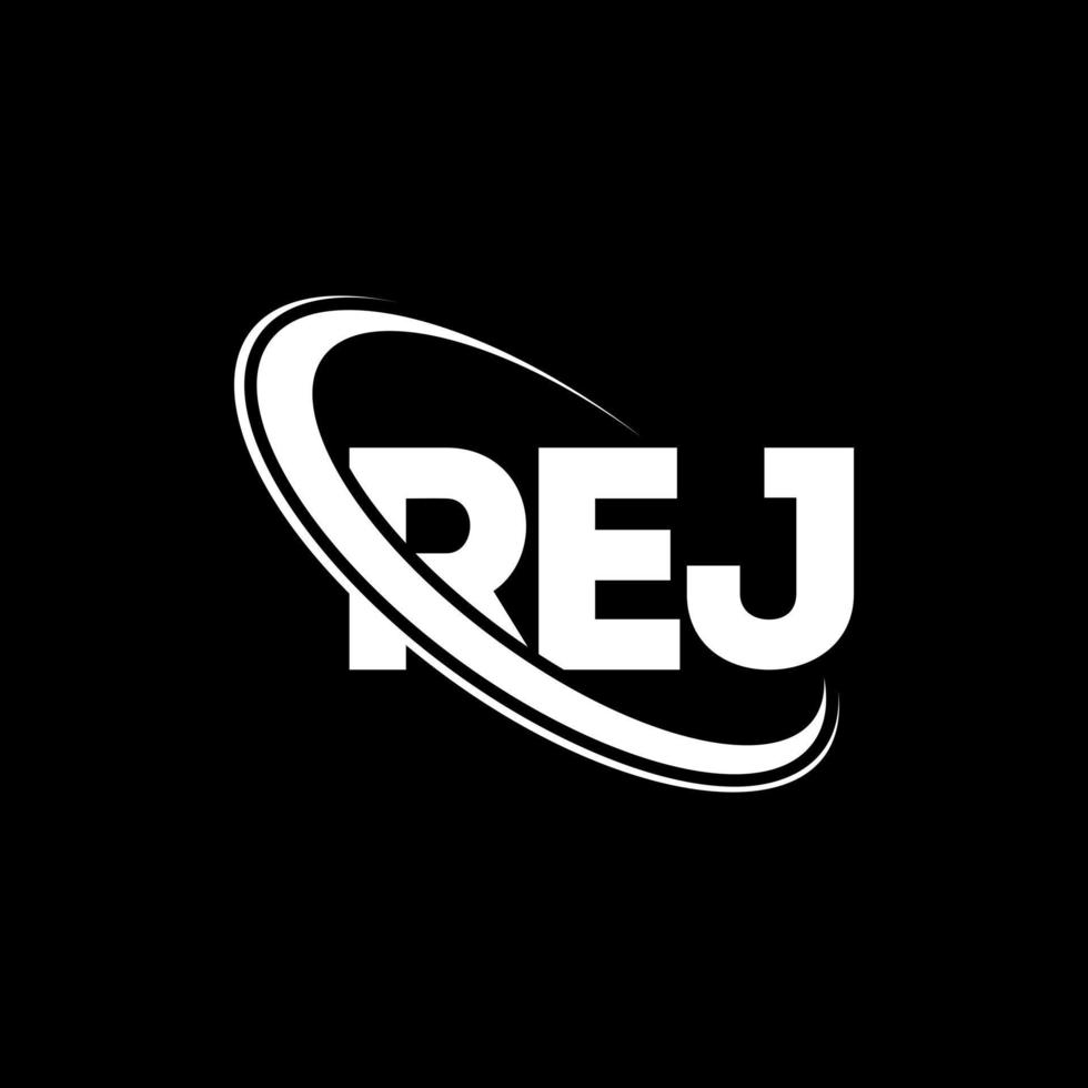 logotipo de rej. letra rej. diseño del logotipo de la letra rej. logotipo de rej de iniciales vinculado con círculo y logotipo de monograma en mayúsculas. tipografía rej para tecnología, negocios y marca inmobiliaria. vector