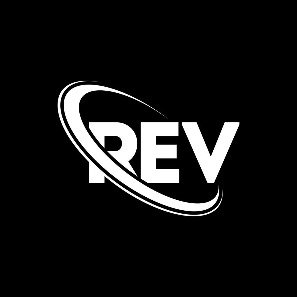 REV logo. REV letter. REV letter logo design. Initials REV logo linked with circle and uppercase monogram logo. REV typography for technology, business and real estate brand. vector