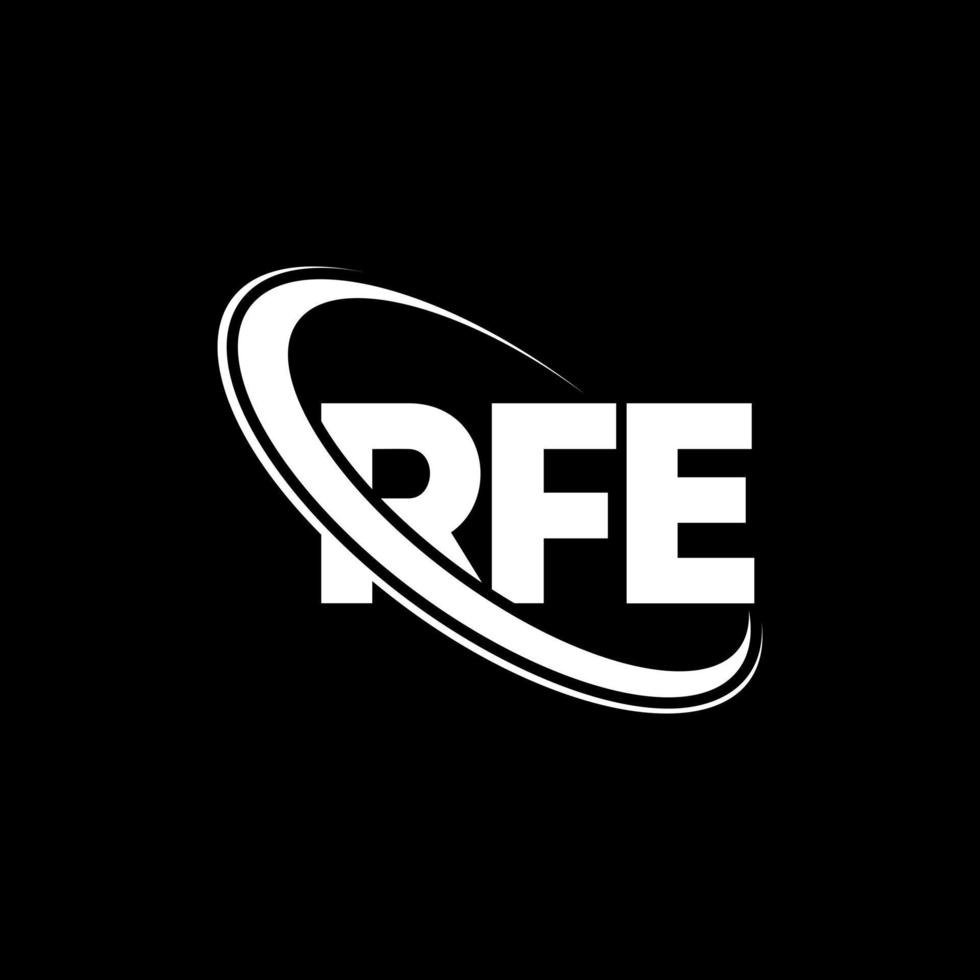 RFE logo. RFE letter. RFE letter logo design. Initials RFE logo linked with circle and uppercase monogram logo. RFE typography for technology, business and real estate brand. vector