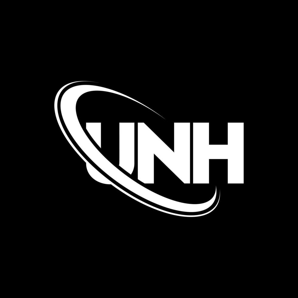 logotipo de unh. letra unh. diseño del logotipo de la letra unh. logotipo de iniciales unh vinculado con círculo y logotipo de monograma en mayúsculas. tipografía unh para tecnología, negocios y marca inmobiliaria. vector