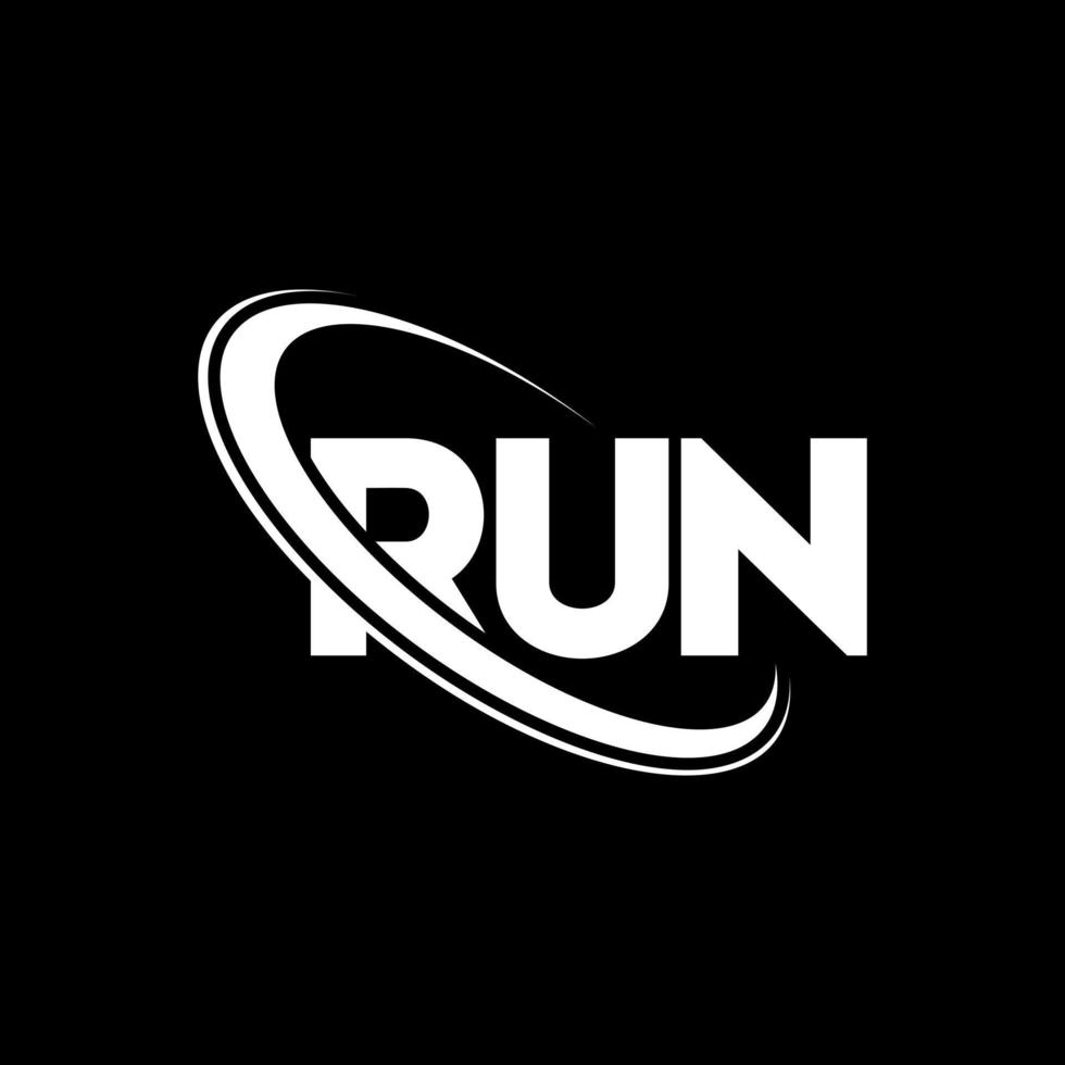 RUN logo. RUN letter. RUN letter logo design. Initials RUN logo linked with circle and uppercase monogram logo. RUN typography for technology, business and real estate brand. vector