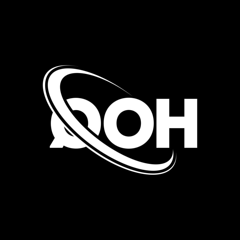 logotipo qoh. qoh carta. diseño del logotipo de la letra qoh. logotipo qoh de las iniciales vinculado con el círculo y el logotipo del monograma en mayúsculas. tipografía qoh para tecnología, negocios y marca inmobiliaria. vector