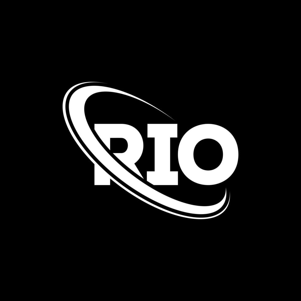 logotipo de río. carta de río. diseño del logotipo de la letra de río. logotipo de las iniciales rio vinculado con el círculo y el logotipo del monograma en mayúsculas. tipografía rio para tecnología, negocios y marca inmobiliaria. vector