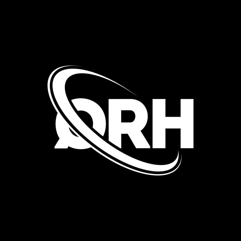 logotipo qrh. letra qrh. diseño del logotipo de la letra qrh. iniciales qrh logo vinculado con círculo y monograma en mayúsculas. tipografía qrh para tecnología, negocios y marca inmobiliaria. vector