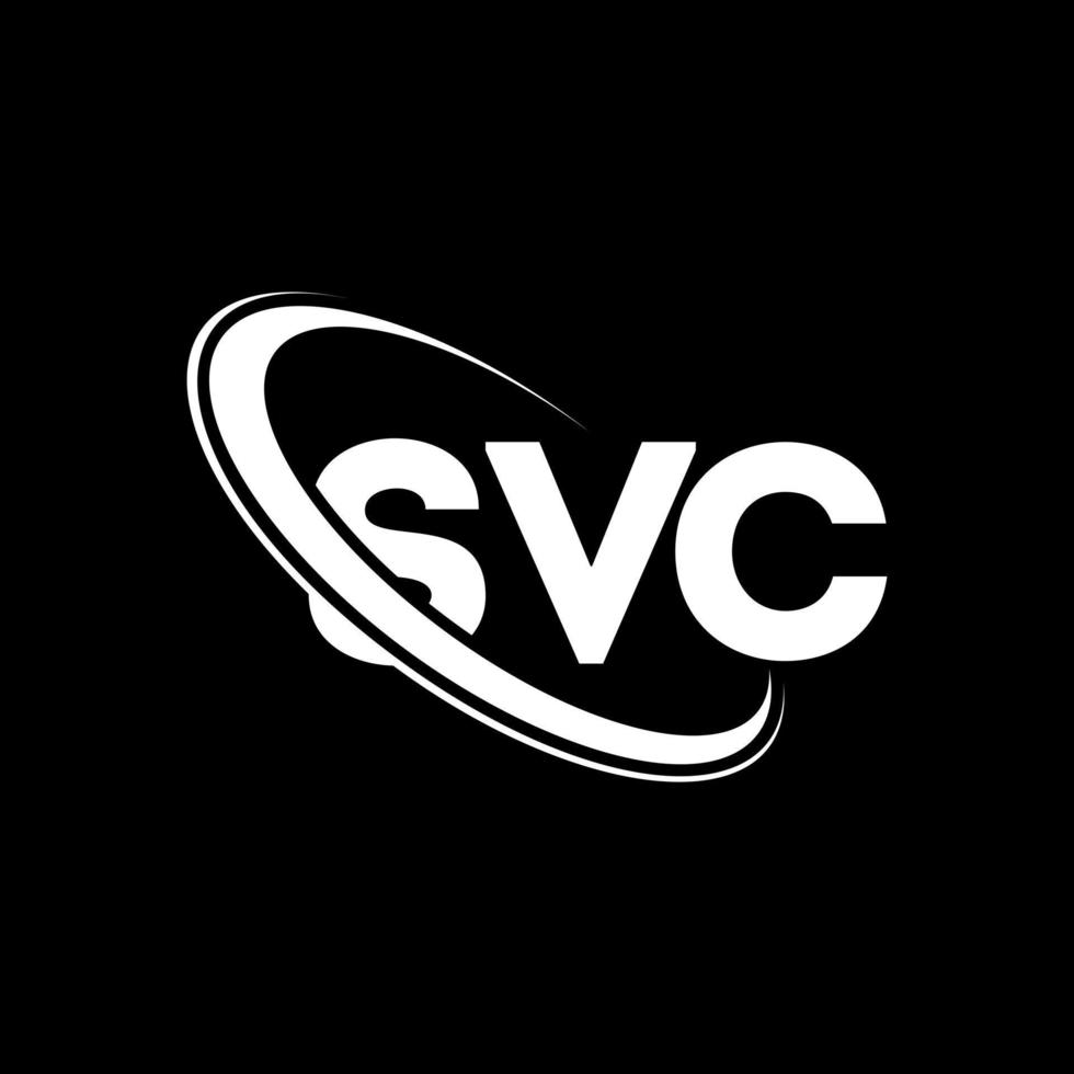 logotipo de svc. carta svc. diseño del logotipo de la letra svc. logotipo de iniciales svc vinculado con círculo y logotipo de monograma en mayúsculas. tipografía svc para tecnología, negocios y marca inmobiliaria. vector