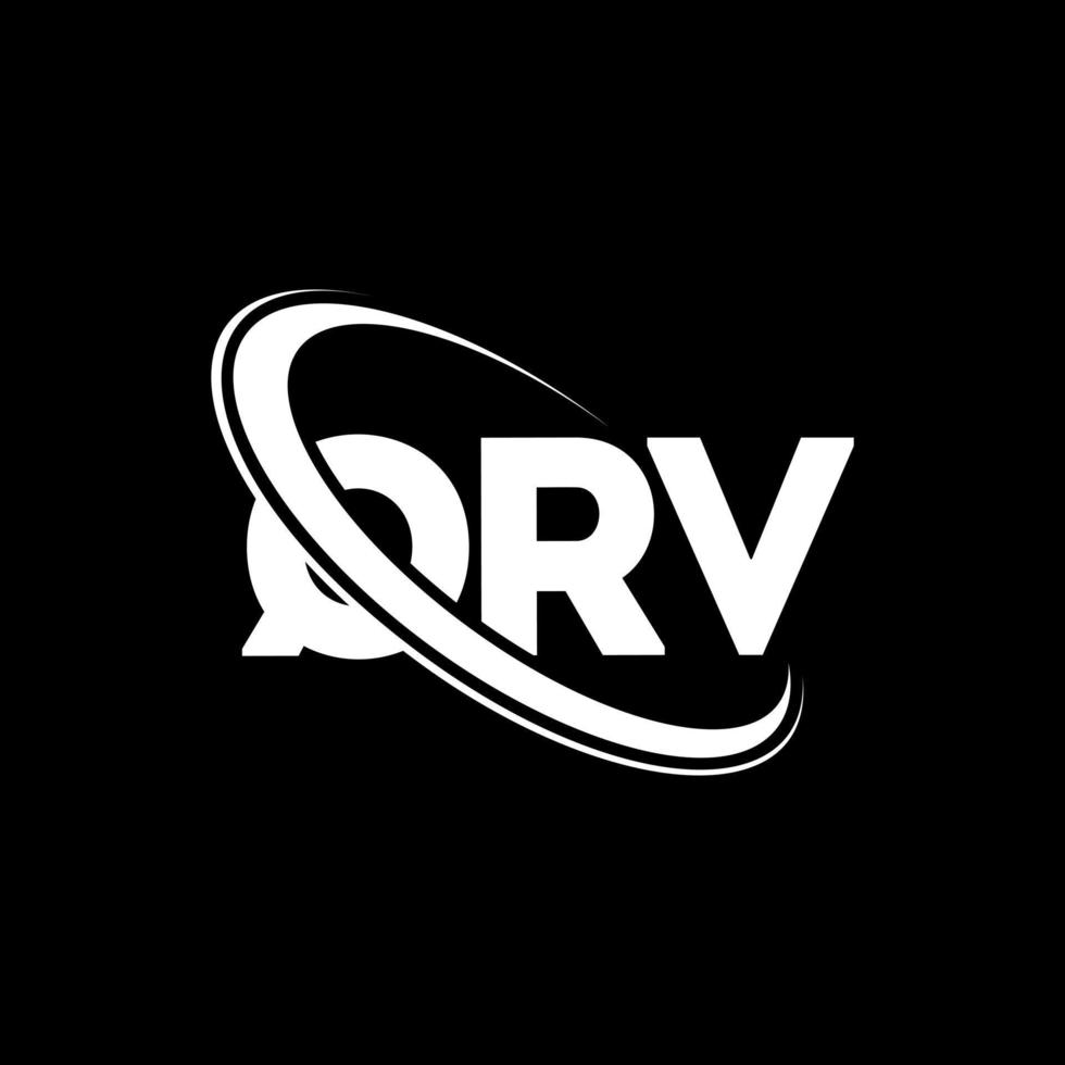 logotipo qrv. carta qrv. diseño del logotipo de la letra qrv. logotipo qrv de iniciales vinculado con círculo y logotipo de monograma en mayúsculas. tipografía qrv para tecnología, negocios y marca inmobiliaria. vector