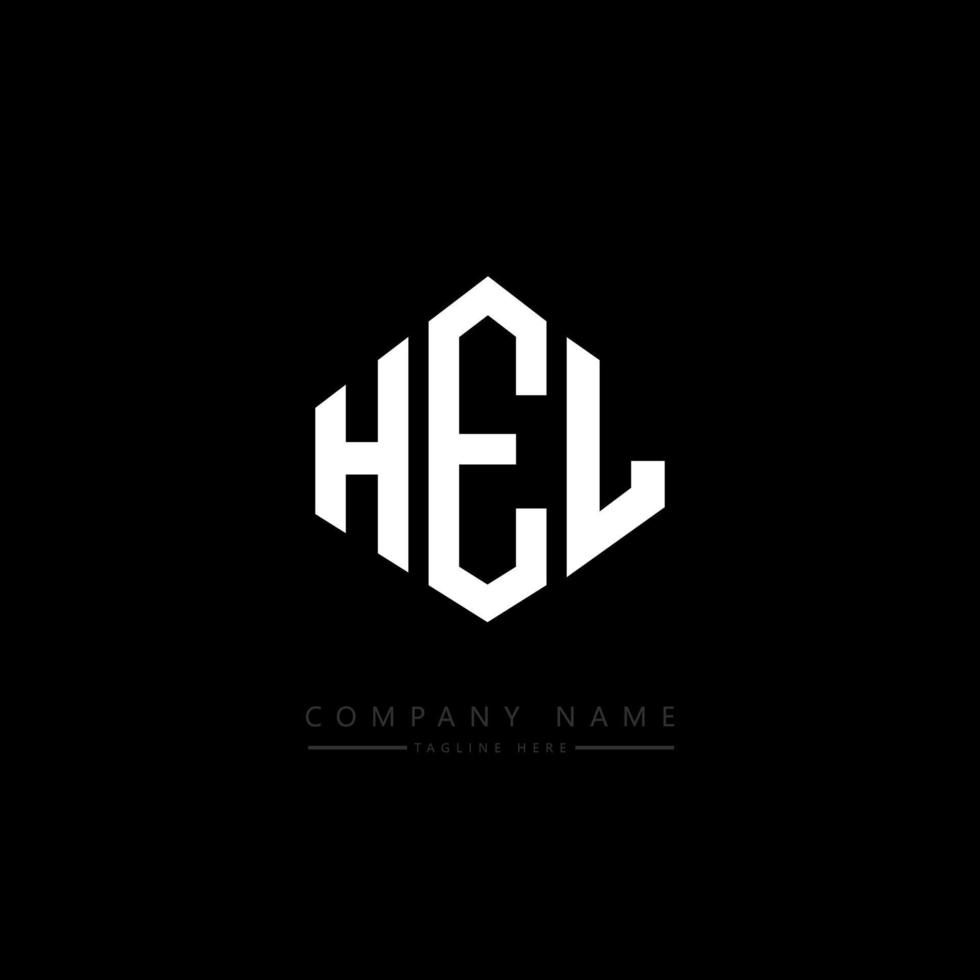 diseño de logotipo de letra hel con forma de polígono. diseño de logotipo en forma de cubo y polígono hel. hel hexágono vector logo plantilla colores blanco y negro. monograma hel, logotipo comercial e inmobiliario.