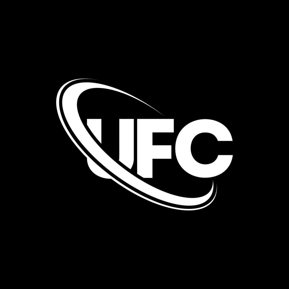 UFC logo. UFC letter. UFC letter logo design. Initials UFC logo linked with circle and uppercase monogram logo. UFC typography for technology, business and real estate brand. vector