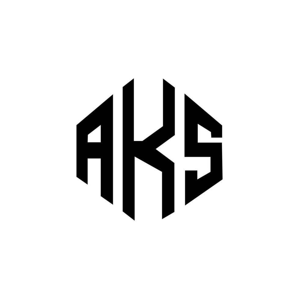 AKS letter logo design with polygon shape. AKS polygon and cube shape logo design. AKS hexagon vector logo template white and black colors. AKS monogram, business and real estate logo.