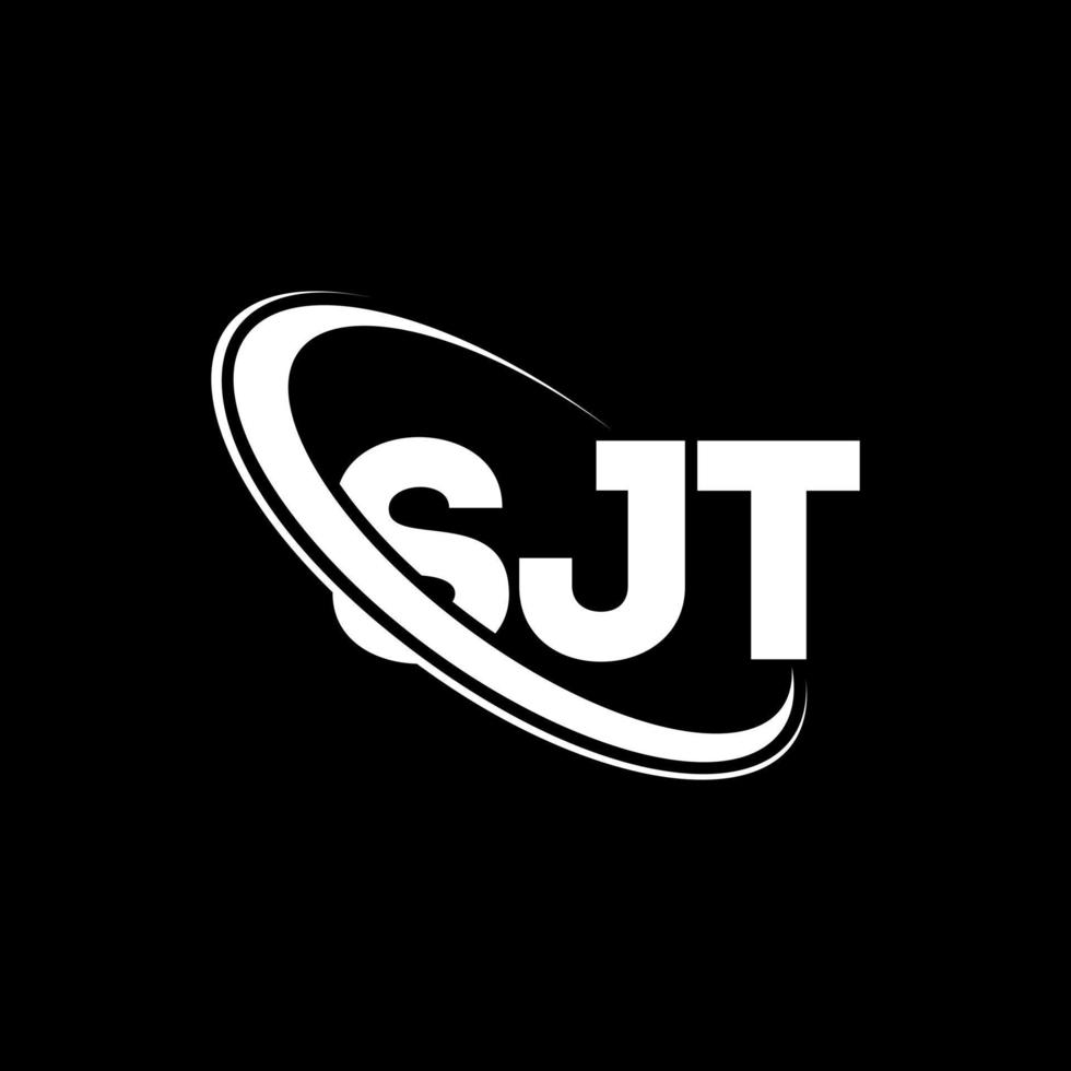 logotipo de sjt. letra sjt. diseño del logotipo de la letra sjt. logotipo de iniciales sjt vinculado con círculo y logotipo de monograma en mayúsculas. tipografía sjt para tecnología, negocios y marca inmobiliaria. vector