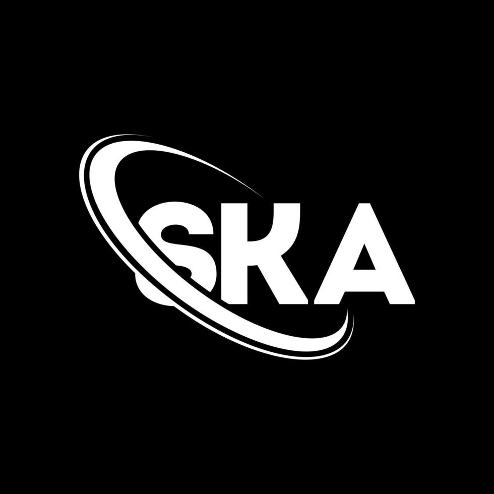 logotipo de ska. letra ska. diseño de logotipo de letra ska. logotipo de ska de iniciales vinculado con círculo y logotipo de monograma en mayúsculas. tipografía ska para tecnología, negocios y marca inmobiliaria. vector