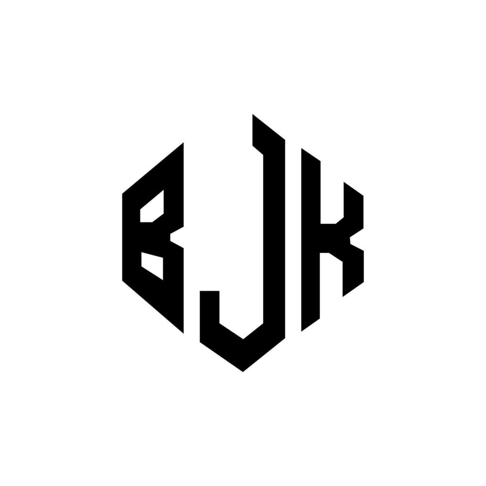 BJK letter logo design with polygon shape. BJK polygon and cube shape logo design. BJK hexagon vector logo template white and black colors. BJK monogram, business and real estate logo.