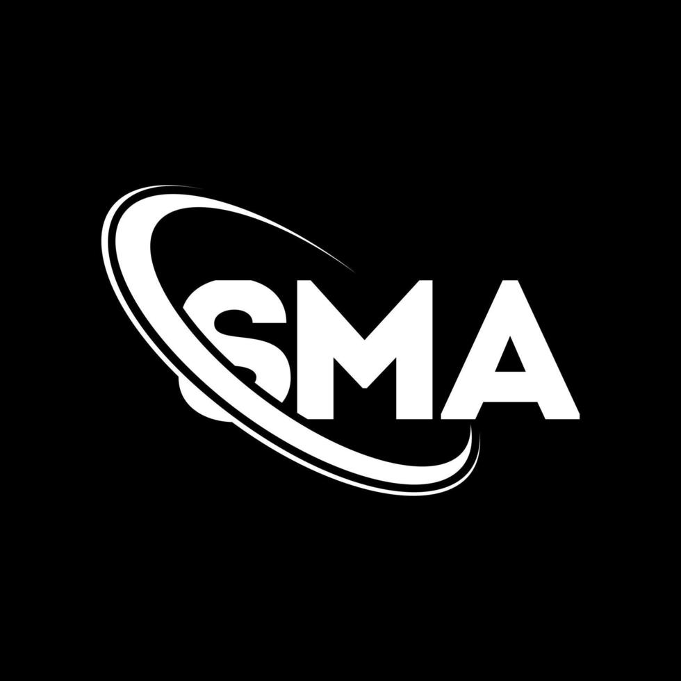logotipo de SMA. letra sma. diseño de logotipo de letra sma. logotipo de iniciales sma vinculado con círculo y logotipo de monograma en mayúsculas. tipografía sma para tecnología, negocios y marca inmobiliaria. vector