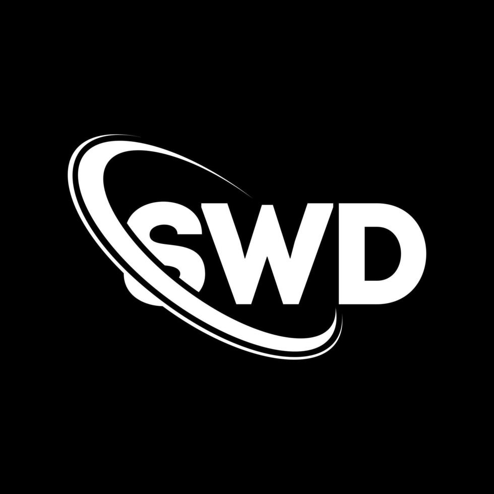 logotipo de swd. letra swd. diseño del logotipo de la letra swd. logotipo de iniciales swd vinculado con círculo y logotipo de monograma en mayúsculas. tipografía swd para tecnología, negocios y marca inmobiliaria. vector