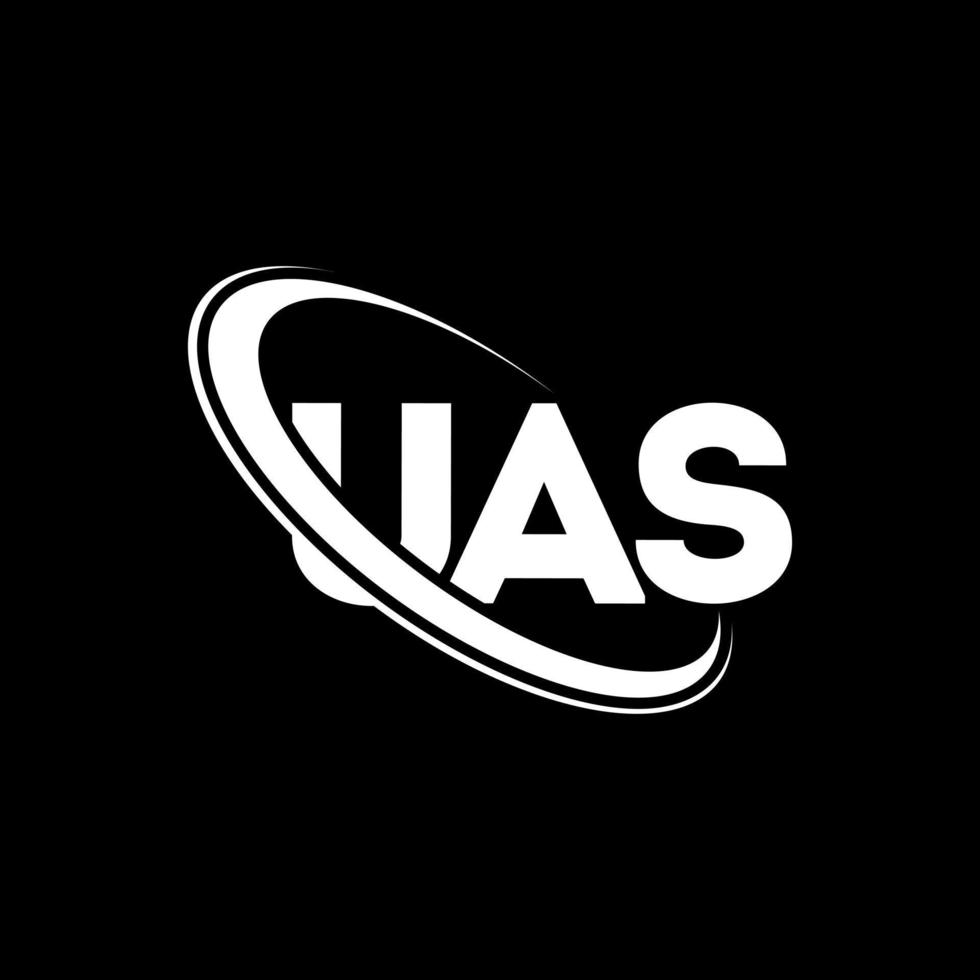 logotipo de uas. letra uas. diseño del logotipo de la letra uas. logotipo de las iniciales uas vinculado con el círculo y el logotipo del monograma en mayúsculas. tipografía uas para tecnología, negocios y marca inmobiliaria. vector