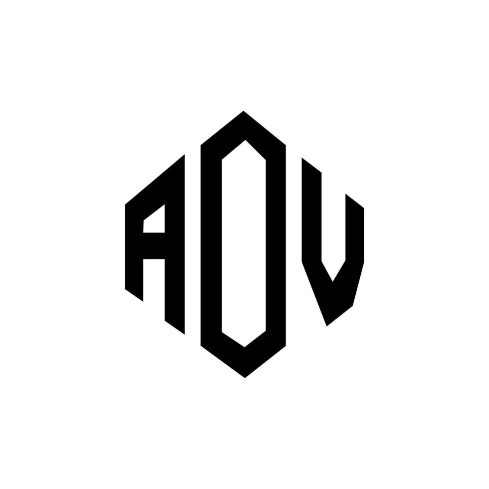 AOV letter logo design with polygon shape. AOV polygon and cube shape logo design. AOV hexagon vector logo template white and black colors. AOV monogram, business and real estate logo.