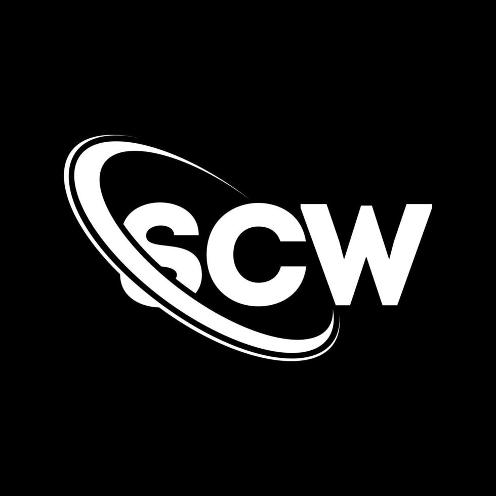 logotipo de SCW. letra sw. diseño de logotipo de letra scw. logotipo de iniciales scw vinculado con círculo y logotipo de monograma en mayúsculas. tipografía scw para tecnología, negocios y marca inmobiliaria. vector
