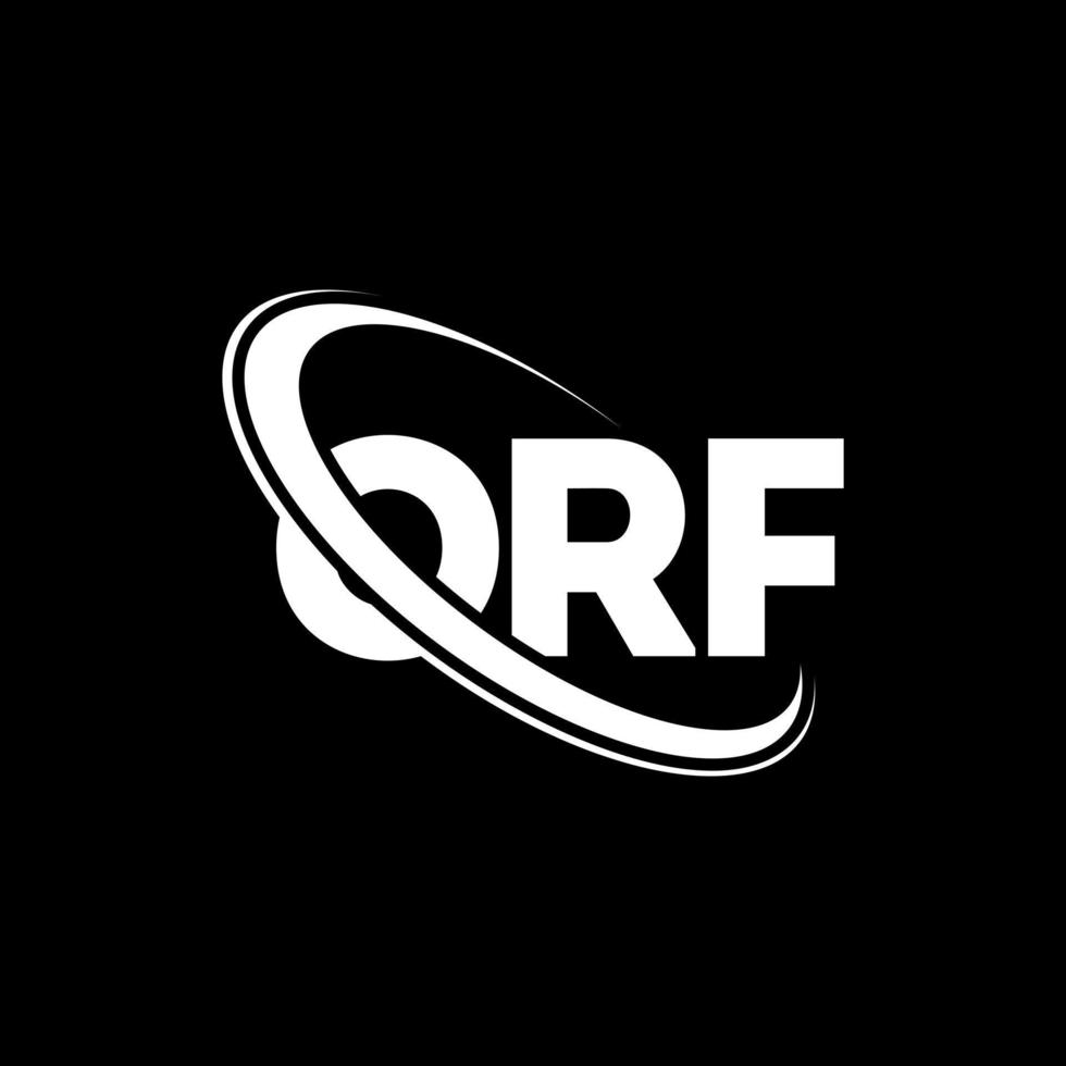 logotipo de ORF. letra orf. diseño del logotipo de la letra orf. logotipo de iniciales orf vinculado con círculo y logotipo de monograma en mayúsculas. tipografía orf para tecnología, negocios y marca inmobiliaria. vector